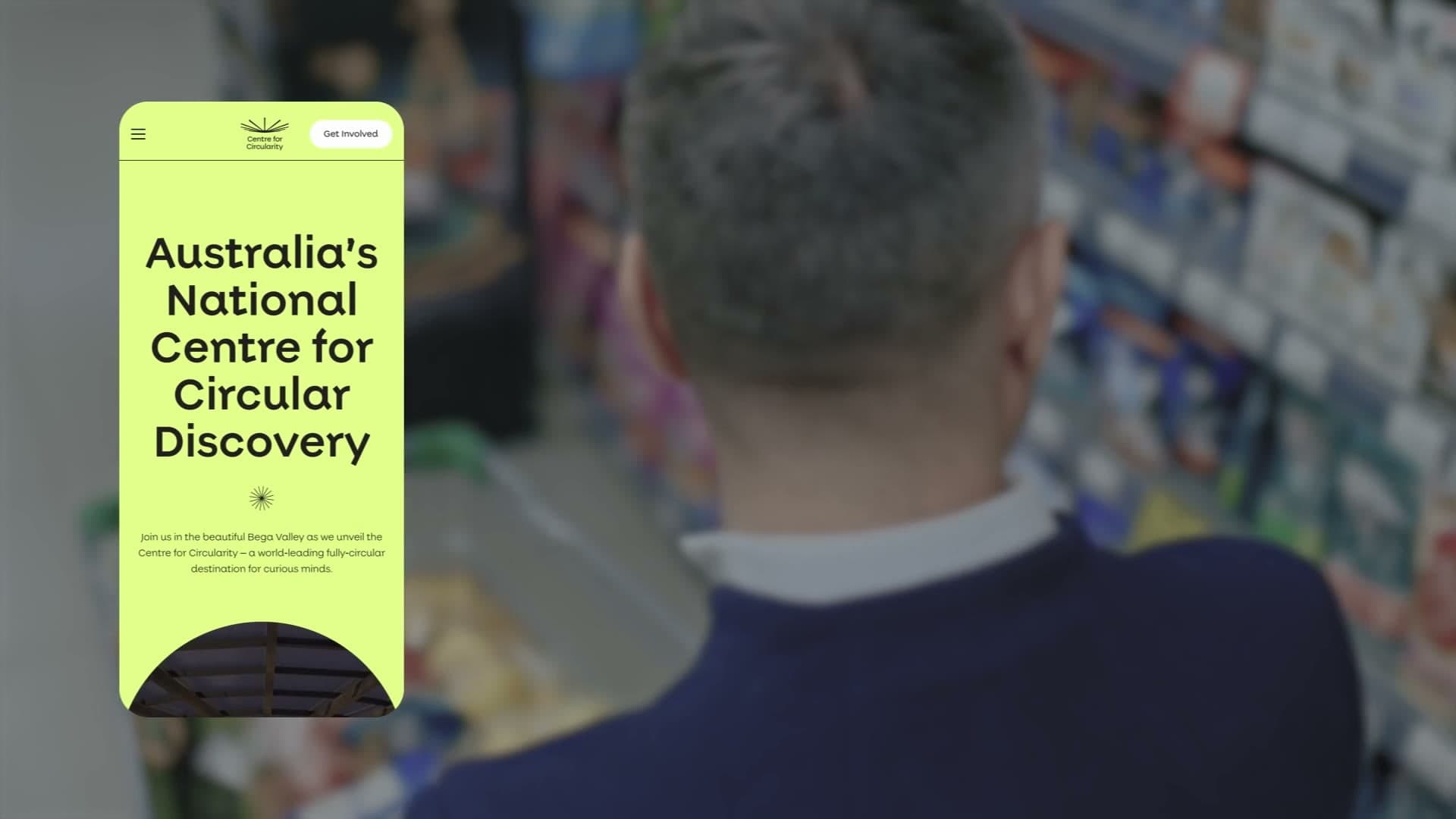 Still from the Centre for Circularity story film showing the landing page concept.